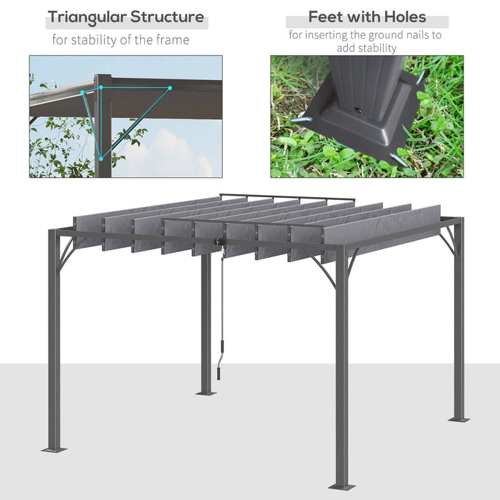 3x3 Metal Pergola With Louvered Roof, Grey