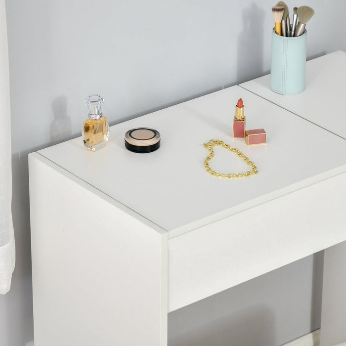 Dressing Table With Flip up Mirror and Cushioned Stool