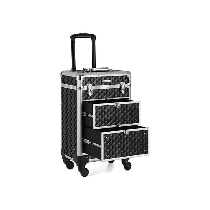 Songmics Trolley Beauty Case 2 Drawer Black