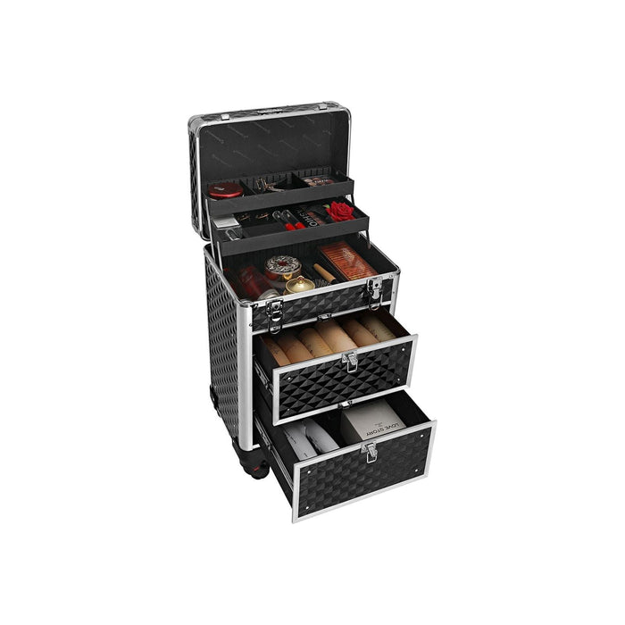 Songmics Trolley Beauty Case 2 Drawer Black