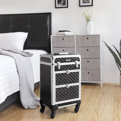 Songmics Trolley Beauty Case 2 Drawer Black Songmics