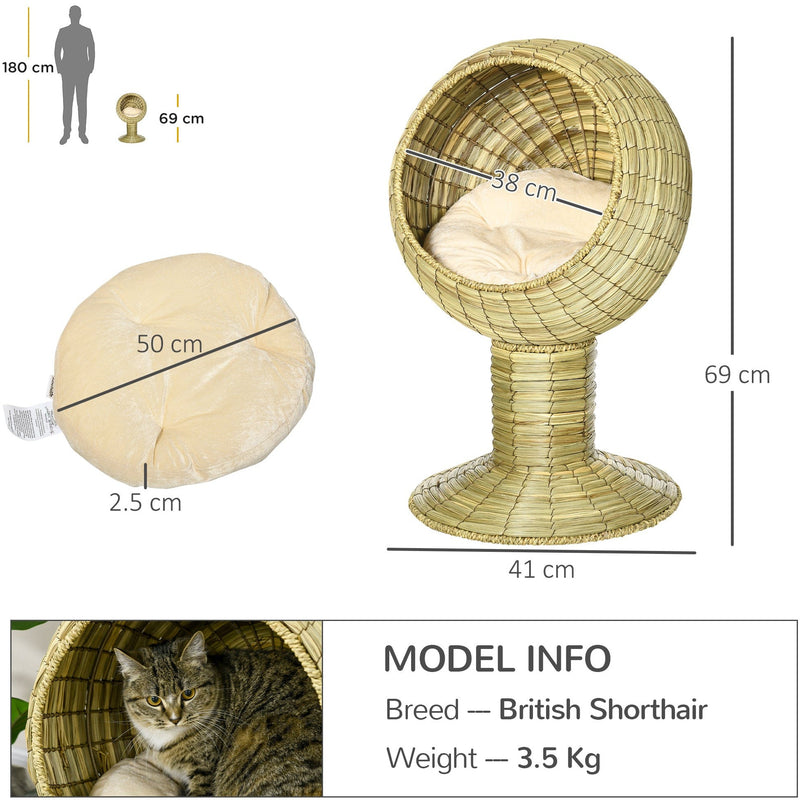 Mat Grass Raised Cat House With Cushion