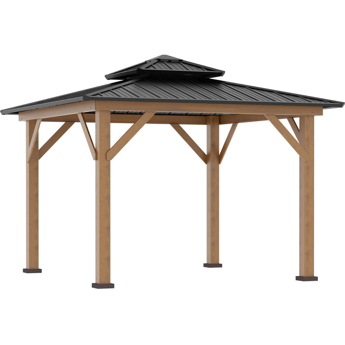 Large Wooden Pergola With Metal Roof, 3.4m x 3.4m