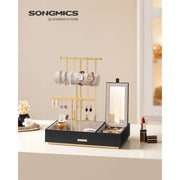 Songmics Dressing Table Jewellery Organiser Black Gold Songmics