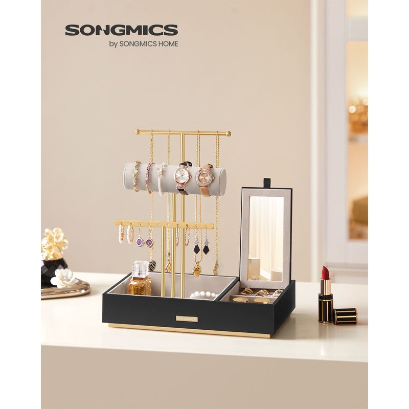 Songmics Dressing Table Jewellery Organiser Black Gold Songmics