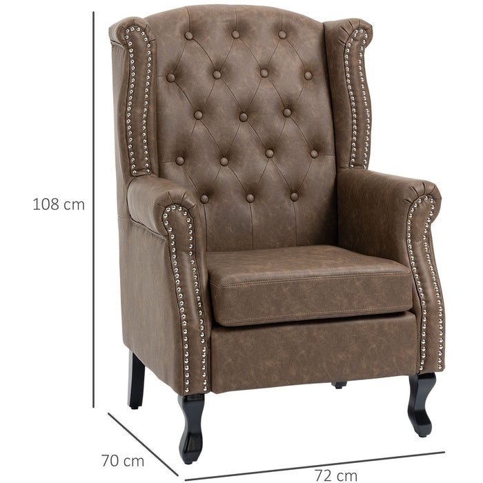 Wingback Accent Chair, Chesterfield, Brown