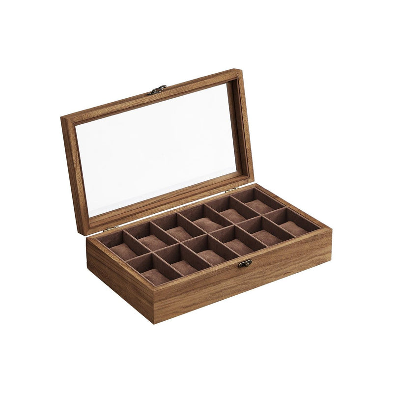 Wooden Watch Box Glass Top 12 Watches by Songmics