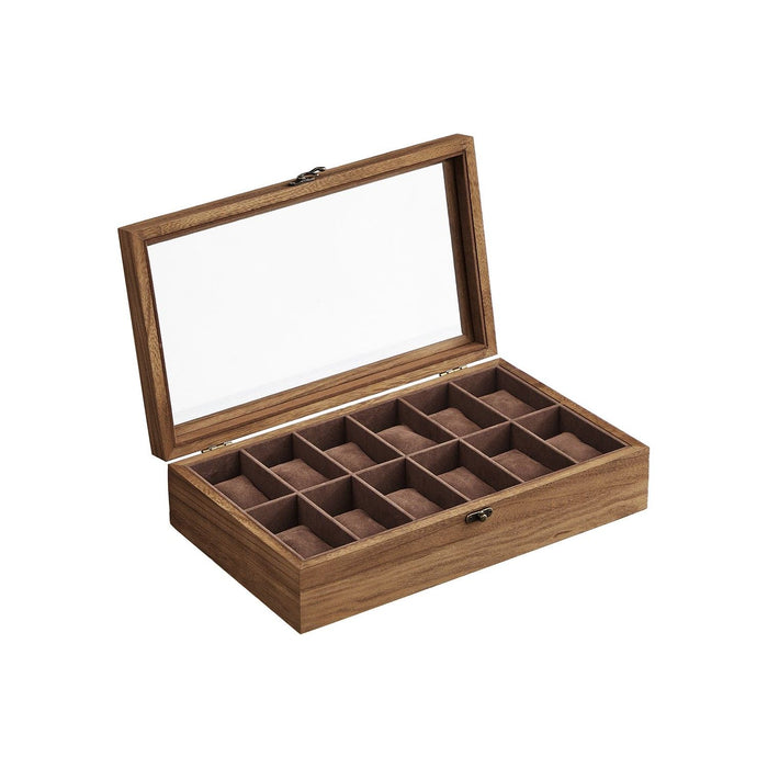 Wooden Watch Box Glass Top 12 Watches