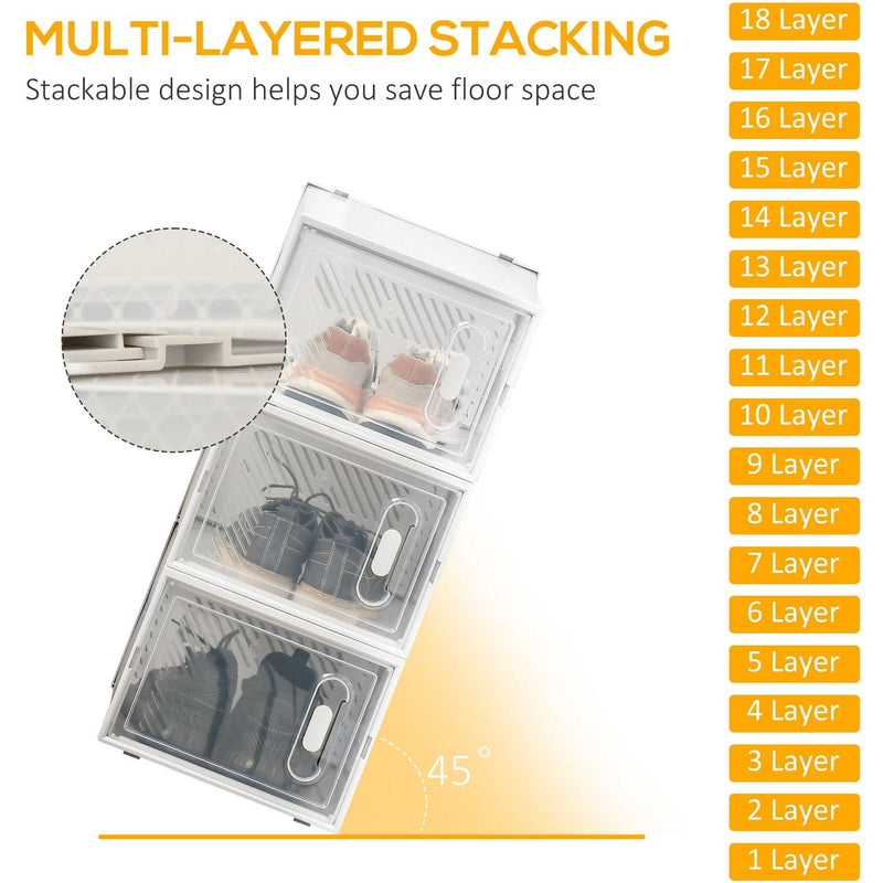 Portable Shoe Storage Cabinet, Holds 18 Pairs, Up To Size 12