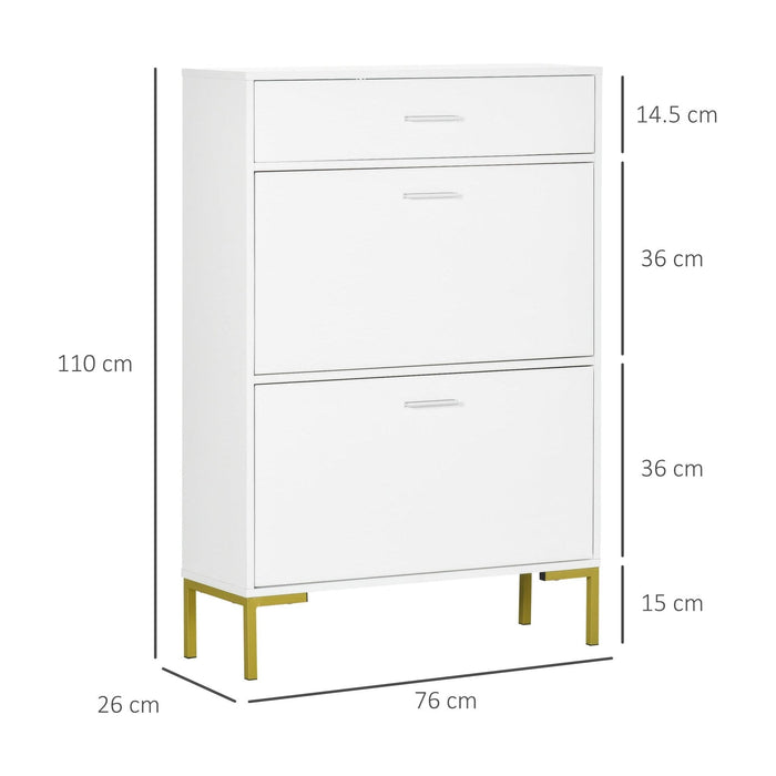 HOMCOM White Shoe Cabinet For Hallway