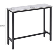 HOMCOM Bar Table Breakfast Marble Grain Dining Table Coffee Table with Adjustable Footpads, 120x40x100cm, White & Black Homcom