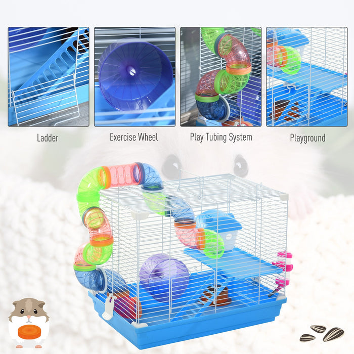 2 Tier Hamster Cage With Wheel And Tunnel