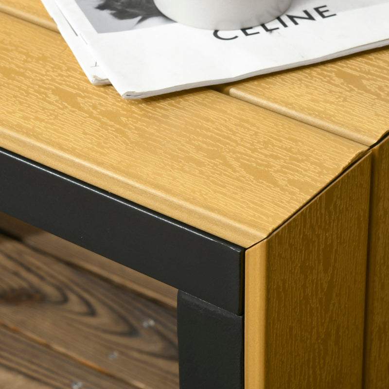 Dark Grey 3 Piece Patio Furniture Set with Wood Grain Table