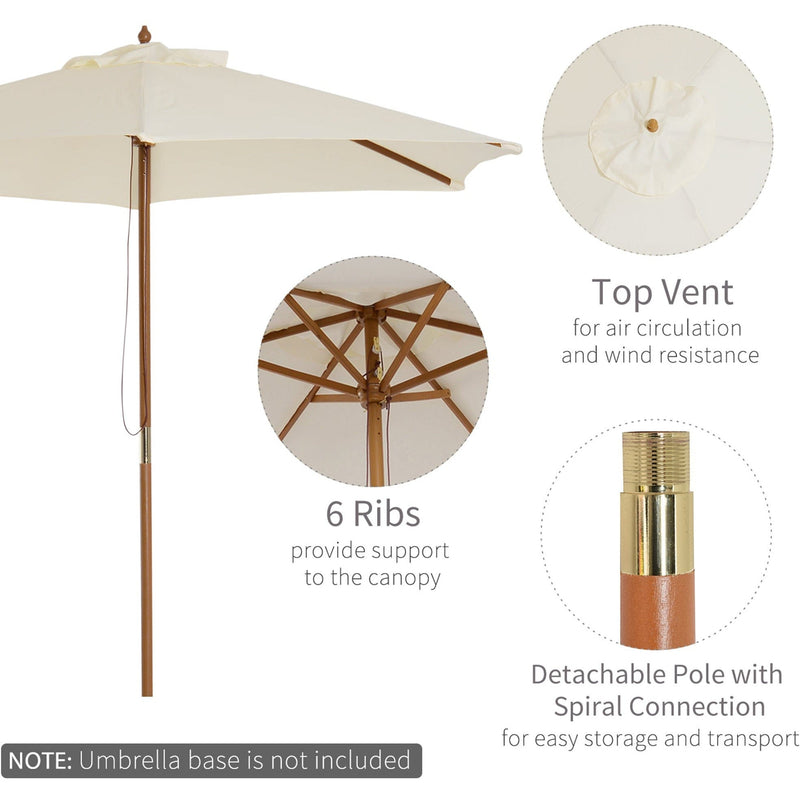 2.5m Wooden Garden Parasol