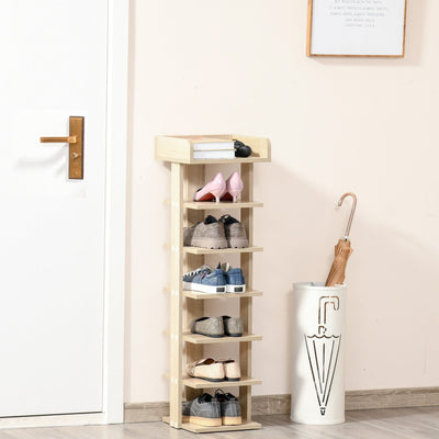 7 Tier Wooden Shoe Rack, Oak Homcom