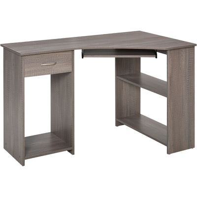 L Shaped Desk With Shelves Keyboard Tray & CPU Stand Homcom