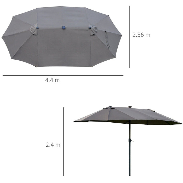 4.4m Double Sided LED Garden Parasol - Patio Sun Shade