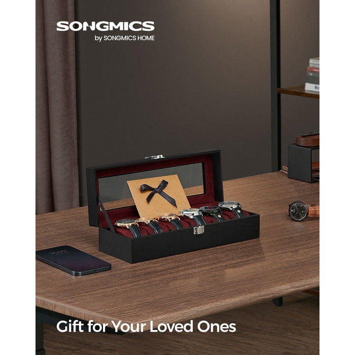 Songmics Watch Box For 6 Watches Black