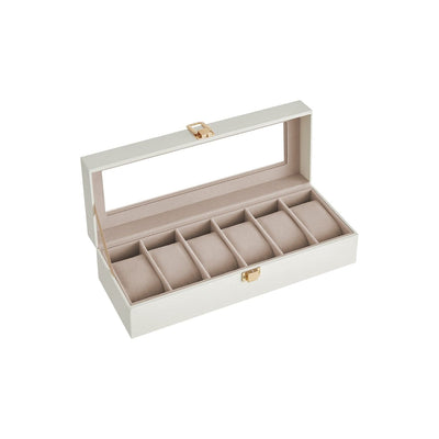 Songmics Watch Box For 6 Watches White Leather Songmics
