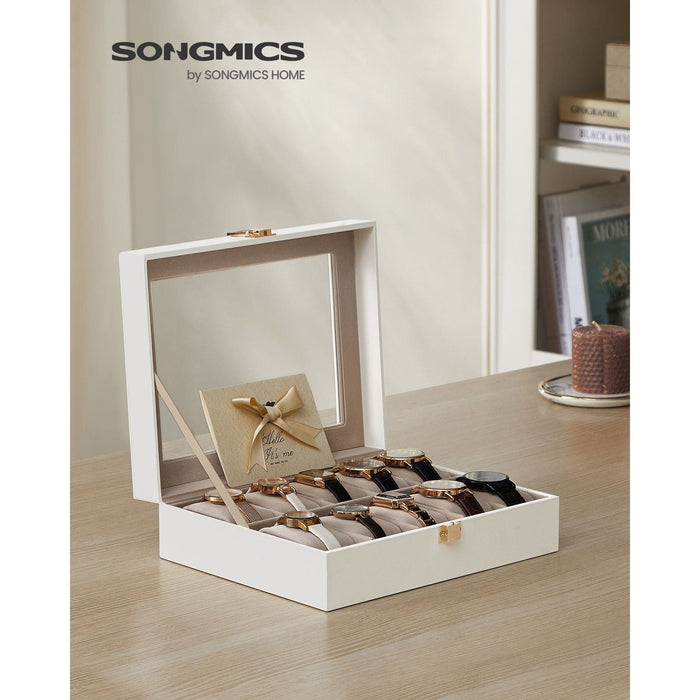 Songmics Watch Box For 10 Watches White