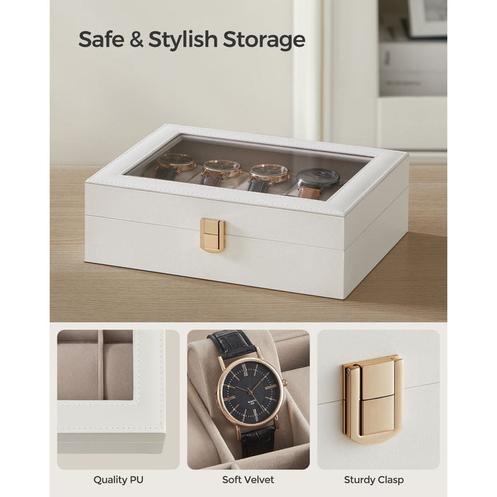 Songmics Watch Box For 10 Watches White