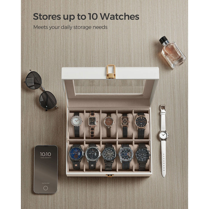 Songmics Watch Box For 10 Watches White