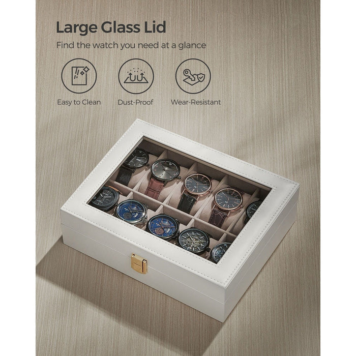 Songmics Watch Box For 10 Watches White