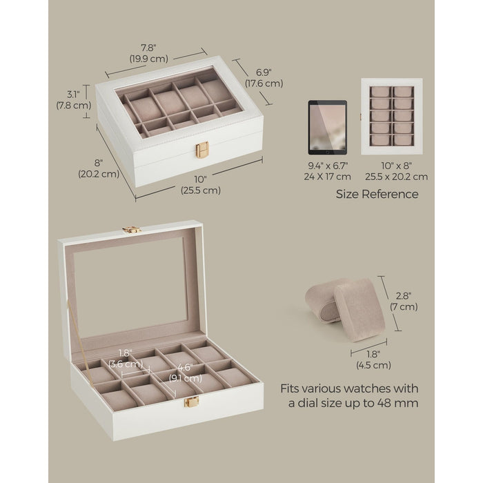 Songmics Watch Box For 10 Watches White