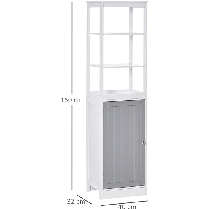 White Tall Free Standing Bathroom Slimline Cabinet