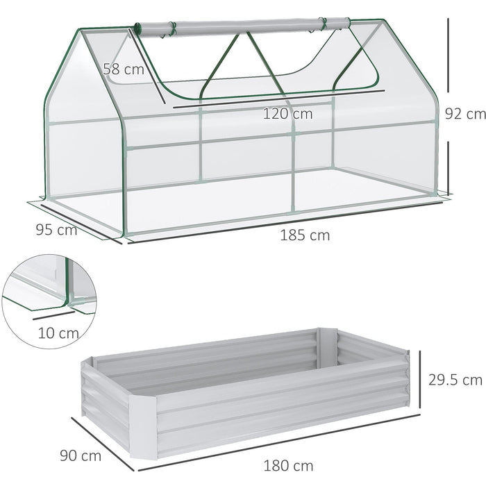 Raised Garden Bed Greenhouse, Steel, 185Lx95Wx92Hcm