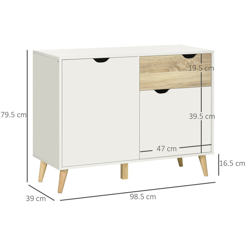 White Free Standing Sideboard With Drawer