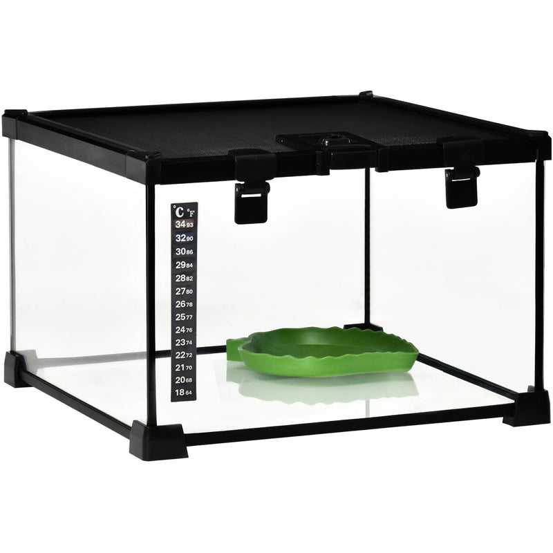 Glass Reptile Terrarium With Thermometer, 30x30x20 cm