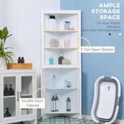 kleankin Triangle Bathroom Cabinet, Corner Bathroom Storage Unit with Cupboard and 3-Tier Shelves, Free Standing, White Kleankin