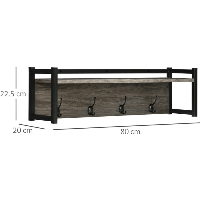 Grey Wall-Mounted Coat Rack