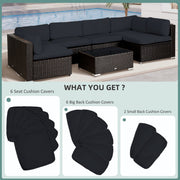 Outsunny Garden Rattan Sofa Cushion Polyester Cover Replacement Outdoor- No Cushion Included Grey Outsunny