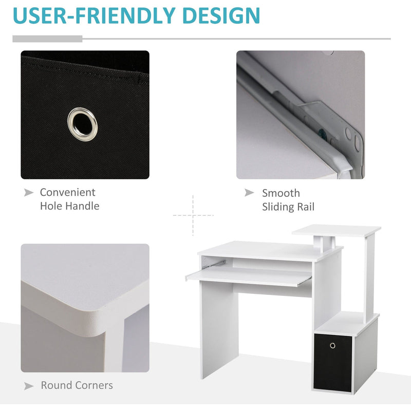 Compact Gaming PC Desk with Keyboard Tray & Drawer Shelf