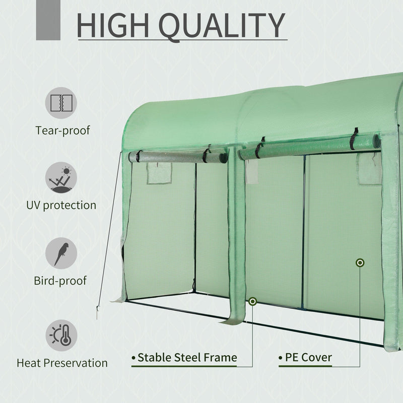Tomato Greenhouse, Steel Frame, L300xW100xH200cm, Green