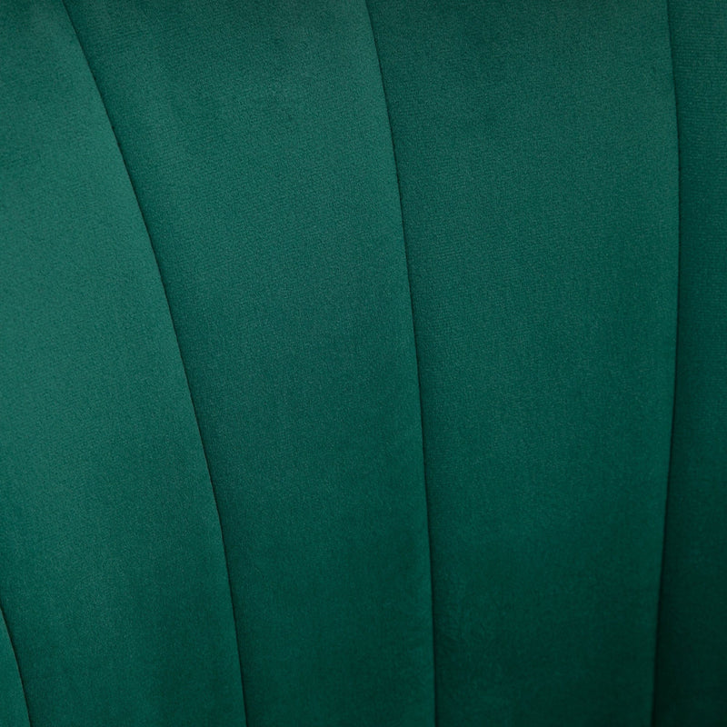 Green Velvet Shell Back Chair With Gold Metal Legs