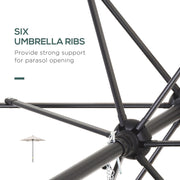 2m Patio Parasol - Outdoor Sun Shade, 6 Ribs Outsunny