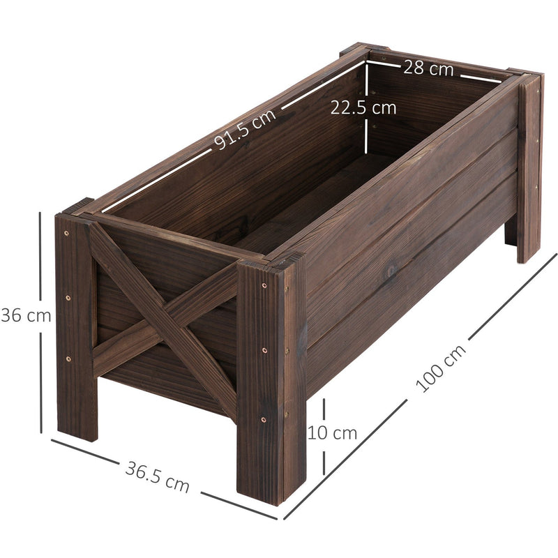Raised Bed Wooden Garden Planter, 100x36.5cm
