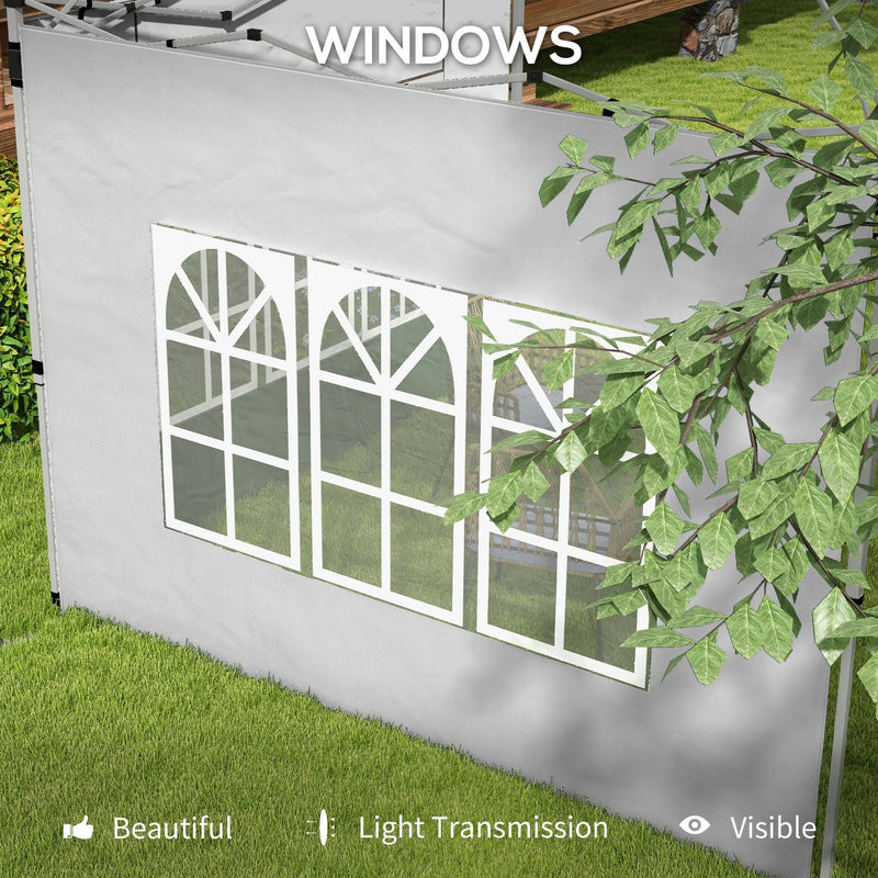 Outsunny Gazebo Side Panels, Sides Replacement with Window for 3x3(m) or 3x4m Pop Up Gazebo, 2 Pack, Grey Outsunny