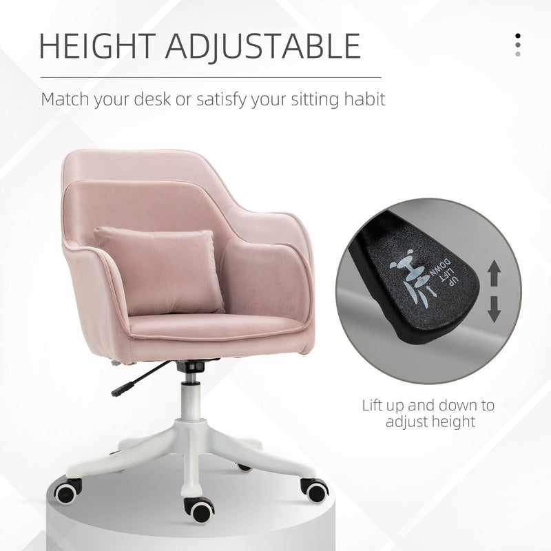 Pink Velvet Office Chair with Rechargeable Vibration Massage
