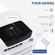 HOMCOM 10000 BTU Mobile Portable Air Conditioner Cooling Dehumidifying Ventilating Ac Unit w/ Remote Controller, LED Display, Timer, White Homcom