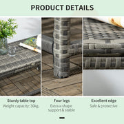 Outsunny Outdoor Coffee Table, Garden PE Rattan Side Table with Plastic Board Under the Full Woven Table Top and X-Shape Support for Patio Mixed Grey Outsunny