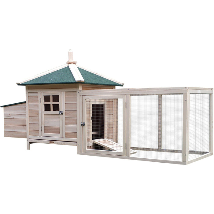 Chicken House With Run, Nesting Box, 196x76x97cm