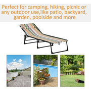 Outsunny Folding Sun Lounger Beach Chaise Chair Garden Reclining Cot Camping Hiking Recliner with 4 Position Adjustable, Multicolored Outsunny