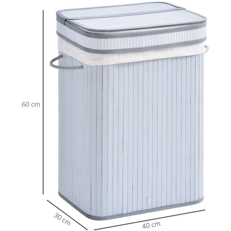 Foldable Laundry Basket, Grey Wood