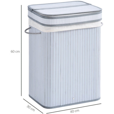 Foldable Laundry Basket, Grey Wood Homcom