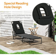 Folding Sun Lounger With Face Hole Outsunny