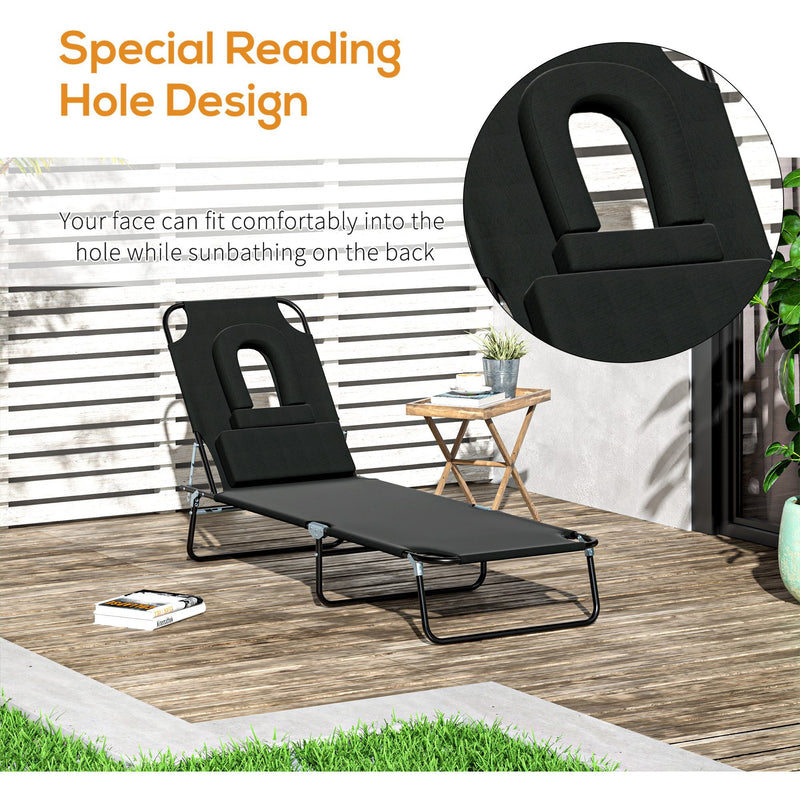 Folding Sun Lounger With Face Hole Outsunny